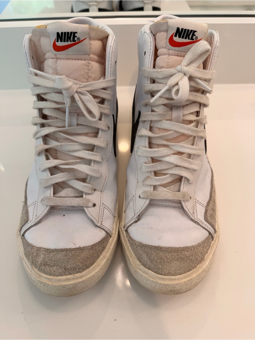 Nike Blazers White and Black High-Top Sneakers size 8